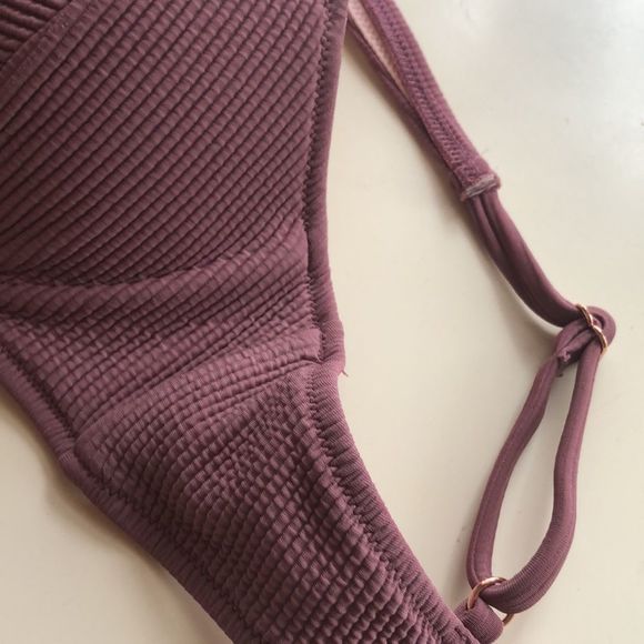 Pink Ribbed Bikini Top | Shade & Shore/32 B gold tone sliders and back hook/NWOT - Picture 7 of 10